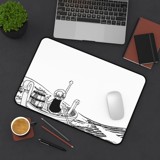 First Voyage Desk Mat, Minimalist Pirate Captain Design, Anime Gaming Mouse Pad, Premium Neoprene