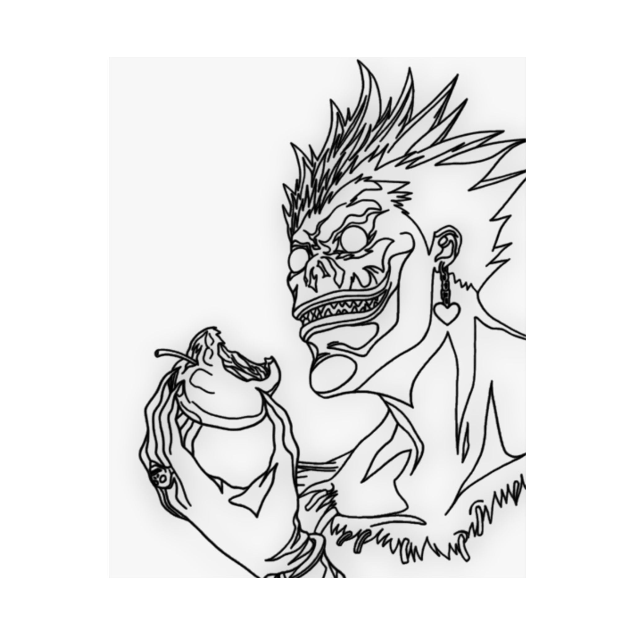 Death God Poster, Apple-Loving Spirit Art Print, Dark Psychological Anime Wall Decor, Seinen Art, Premium Matte