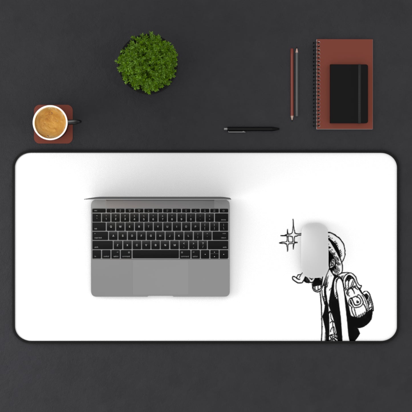 Surprised Captain Desk Mat, Funny Anime Face Design, Minimalist Gaming Mouse Pad, Premium Neoprene