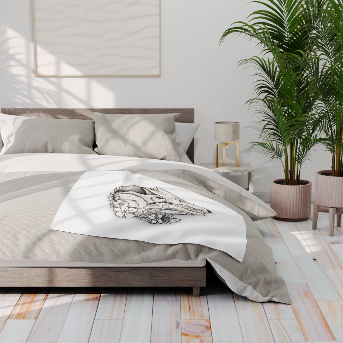 Wolf Princess Blanket, Forest Spirit Warrior Art Throw, Nature Anime Fleece, Cozy Premium Polyester