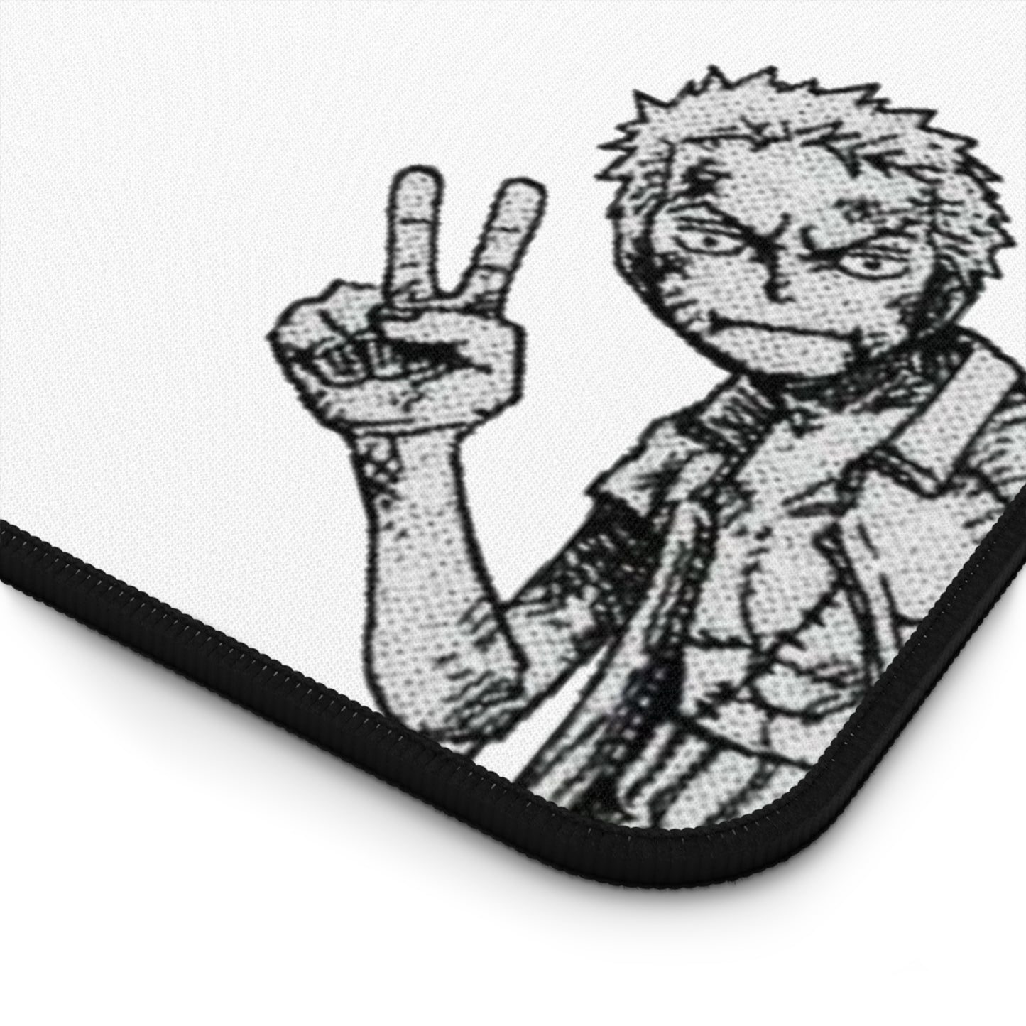 Funny Duo V Sign Desk Mat, Comedy Anime Design, Minimalist Gaming Mouse Pad, Premium Neoprene