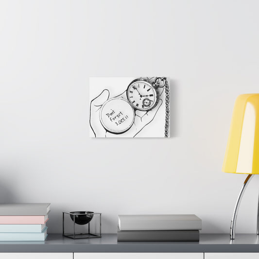Don't Forget Canvas, Alchemist Brothers Memorial Art, Pocket Watch Date Print, Black White Decor, Framed Canvas