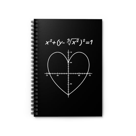Heart Equation Spiral Notebook, Math Love Graph, Valentines Day Gift, STEM Romance Journal, Premium Paper