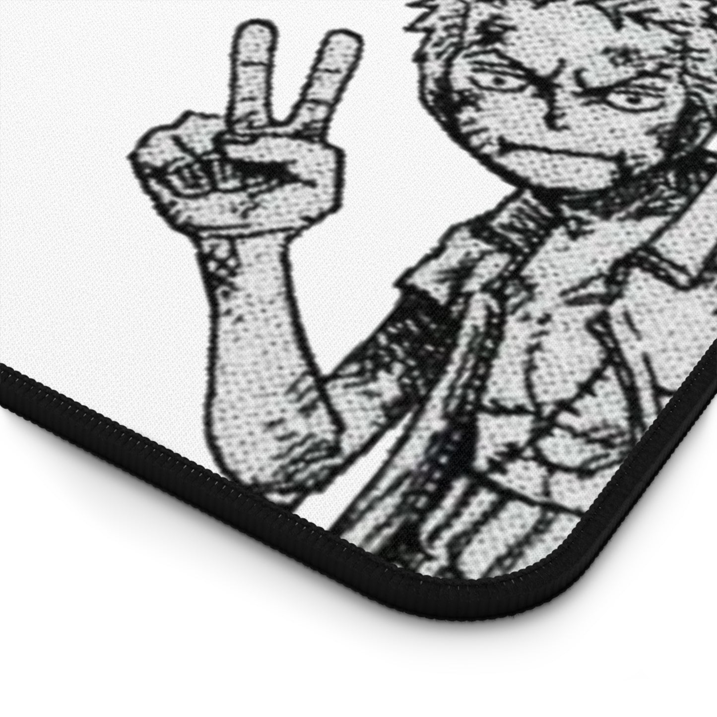 Funny Duo V Sign Desk Mat, Comedy Anime Design, Minimalist Gaming Mouse Pad, Premium Neoprene
