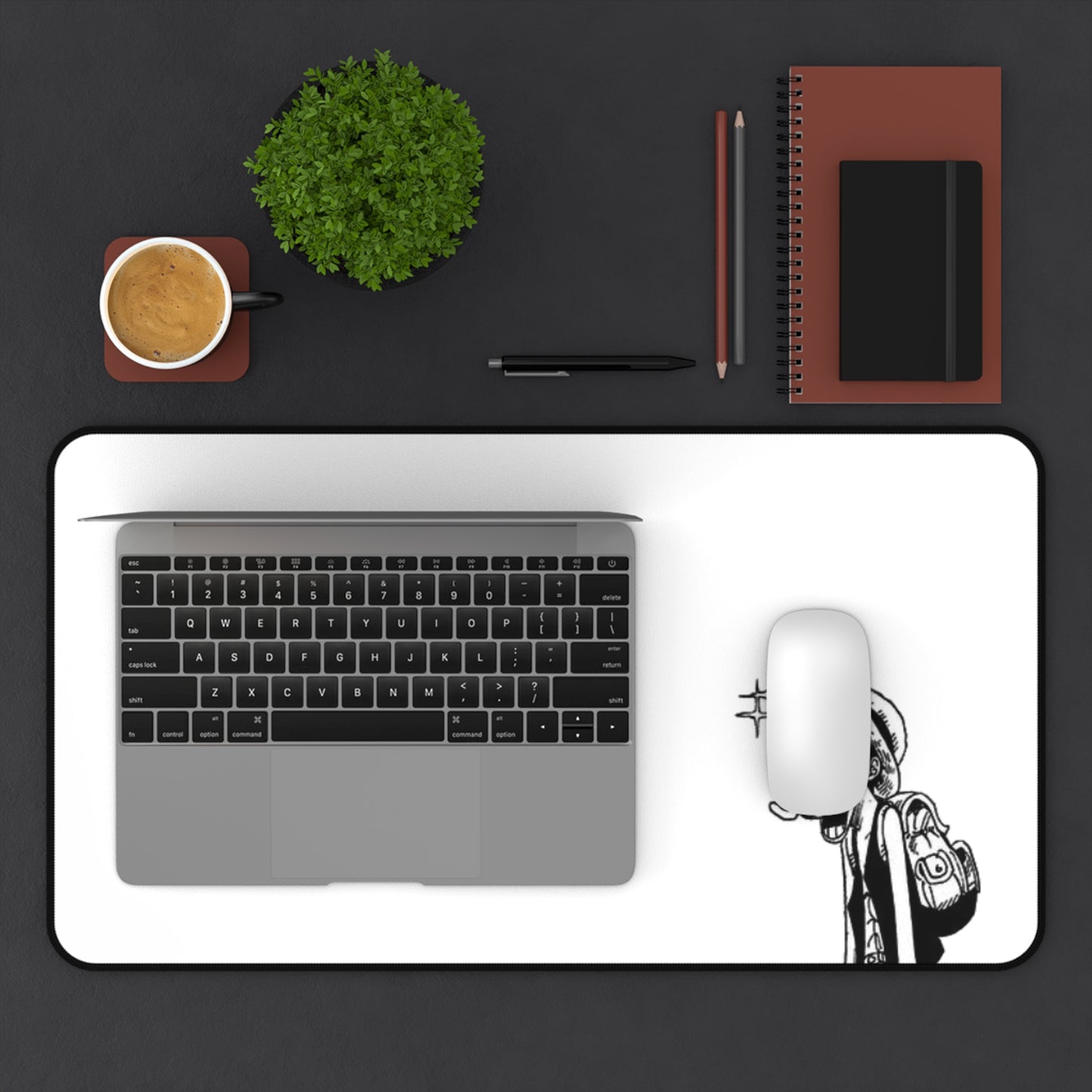 Surprised Captain Desk Mat, Funny Anime Face Design, Minimalist Gaming Mouse Pad, Premium Neoprene