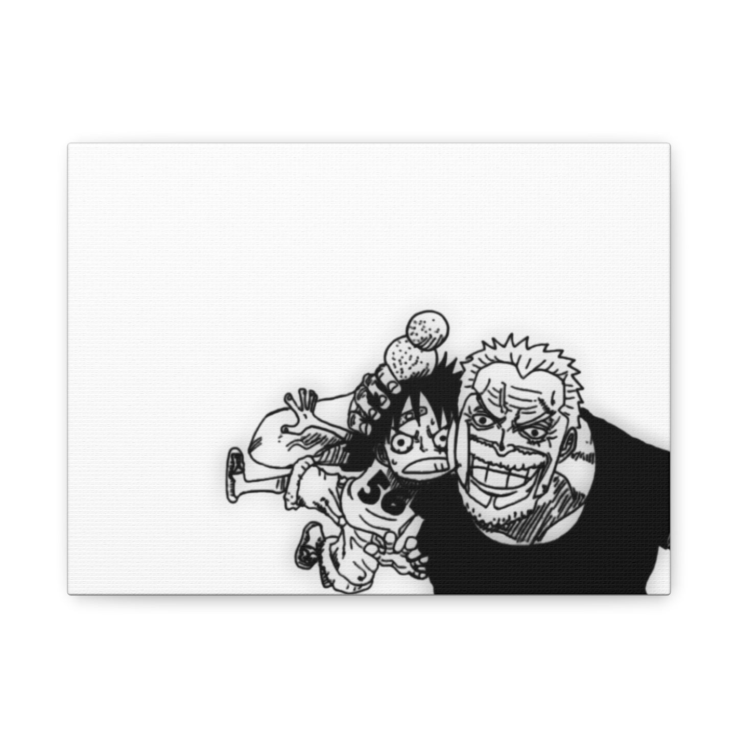 Grandfather Grandson Canvas, Marine Legend Baby Art, Anime Family Moment, Black White Matte Print, Nursery Wall Decor