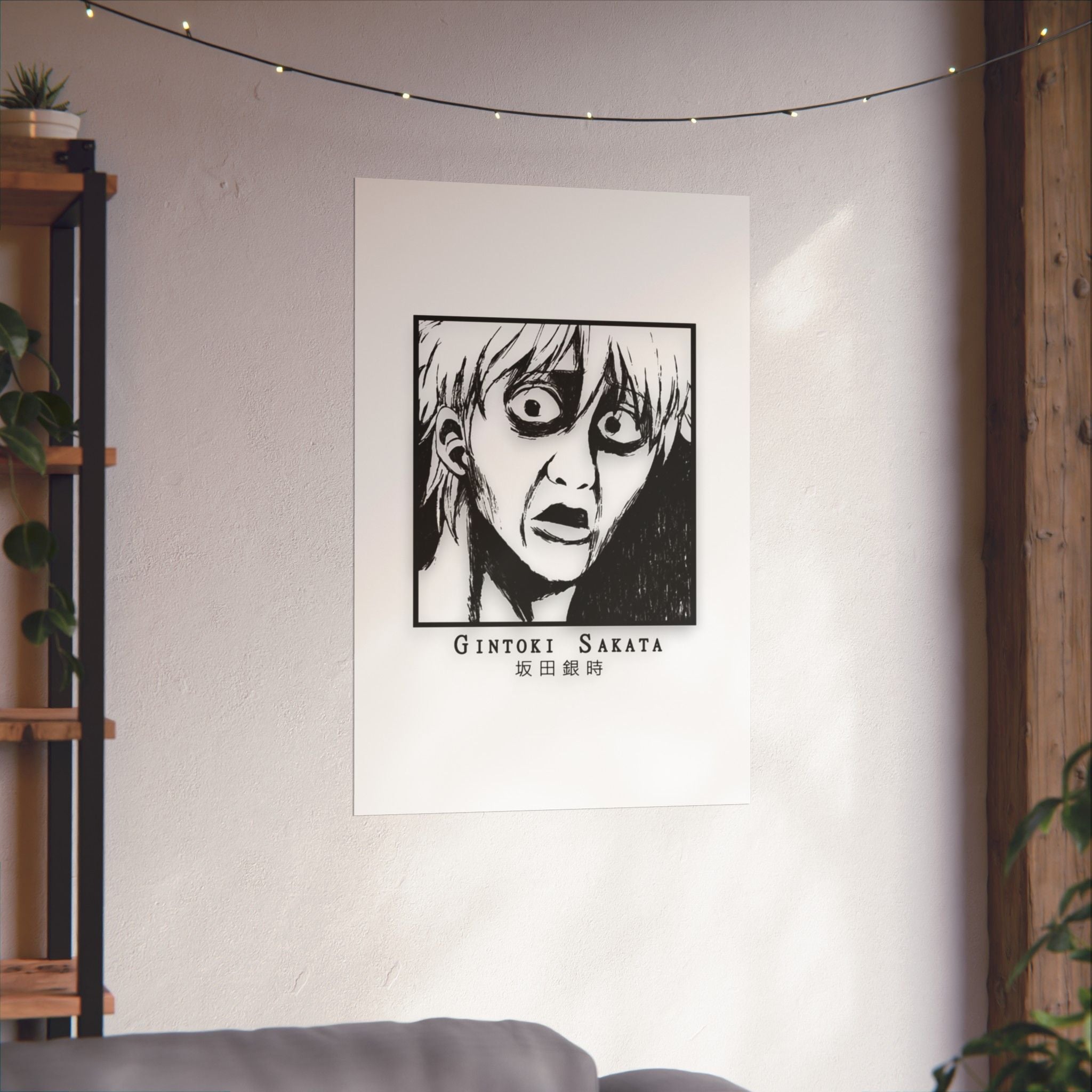 Deadpan Samurai Poster, Shocked Silver Warrior Art Print, Comedy Anime Wall Decor, Seinen Humor, Premium Matte