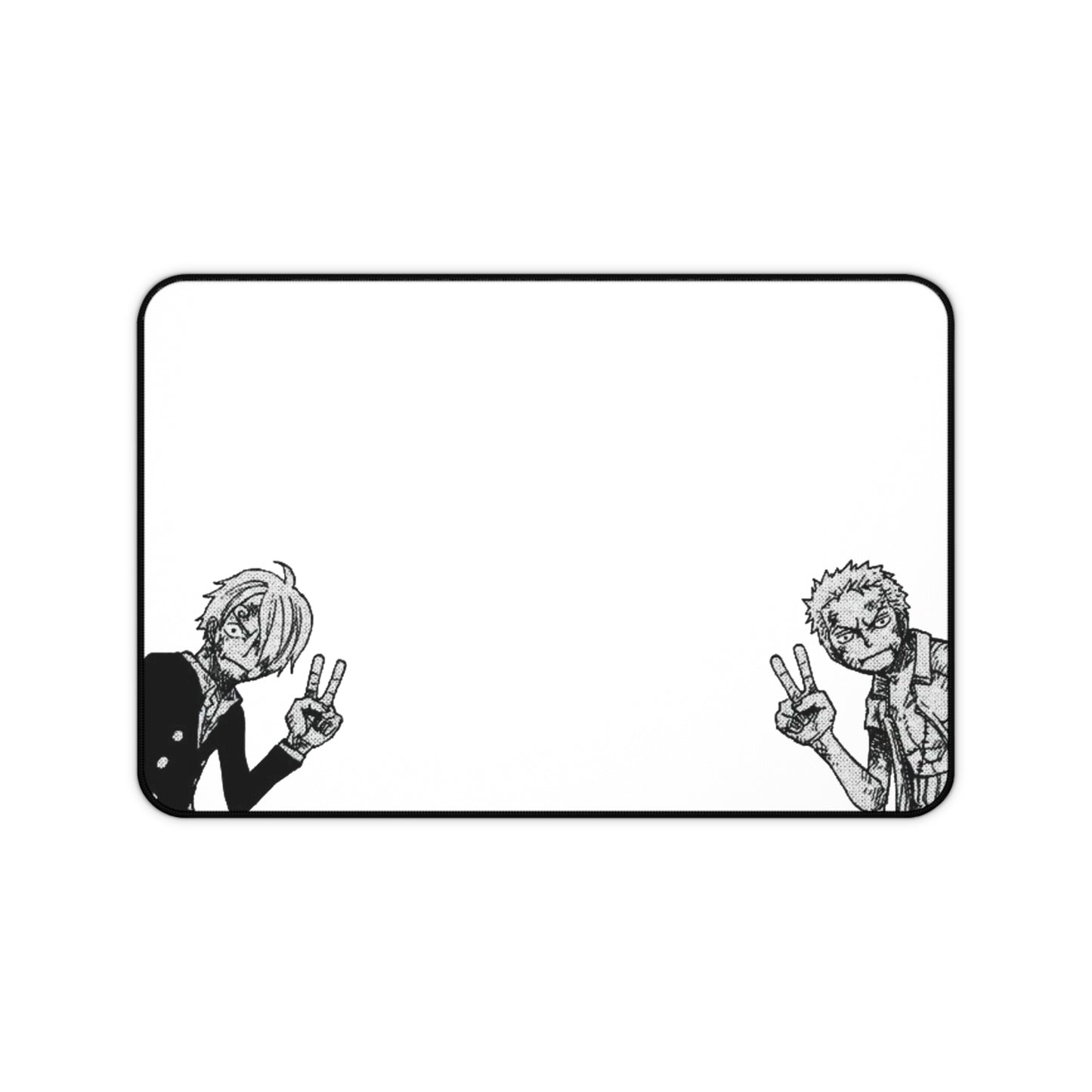 Funny Duo V Sign Desk Mat, Comedy Anime Design, Minimalist Gaming Mouse Pad, Premium Neoprene