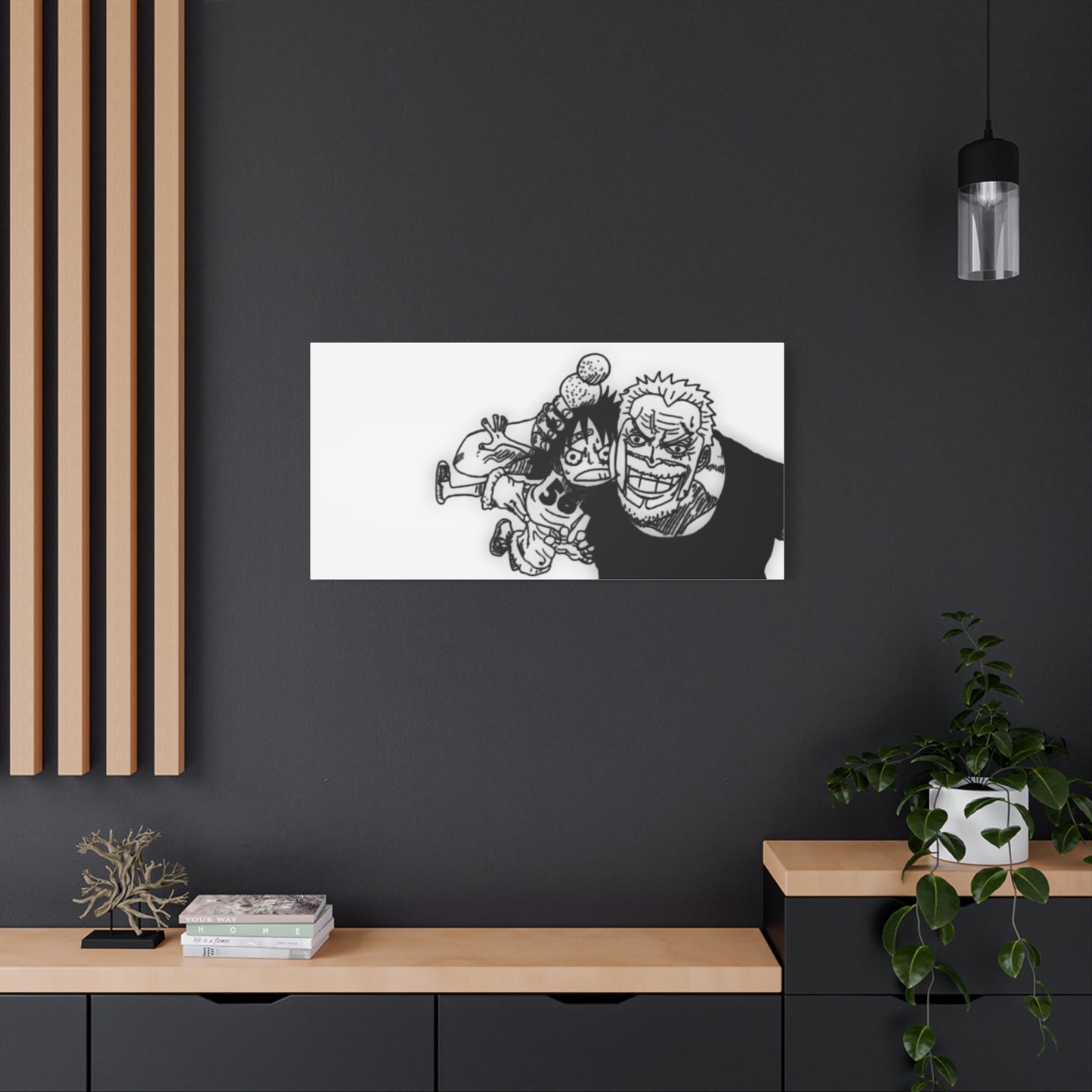 Grandfather Grandson Canvas, Marine Legend Baby Art, Anime Family Moment, Black White Matte Print, Nursery Wall Decor