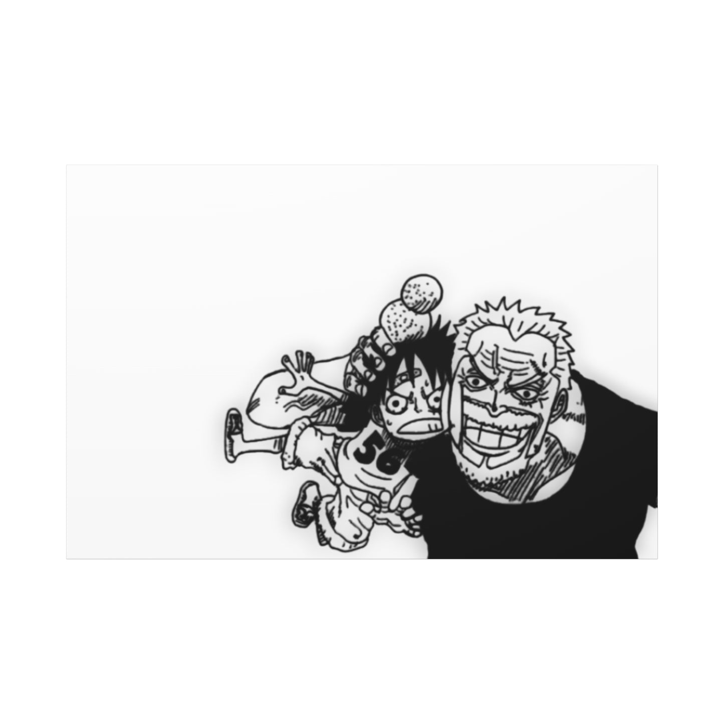 Grandfather Grandson Canvas, Marine Legend Baby Art, Anime Family Moment, Black White Matte Print, Nursery Wall Decor