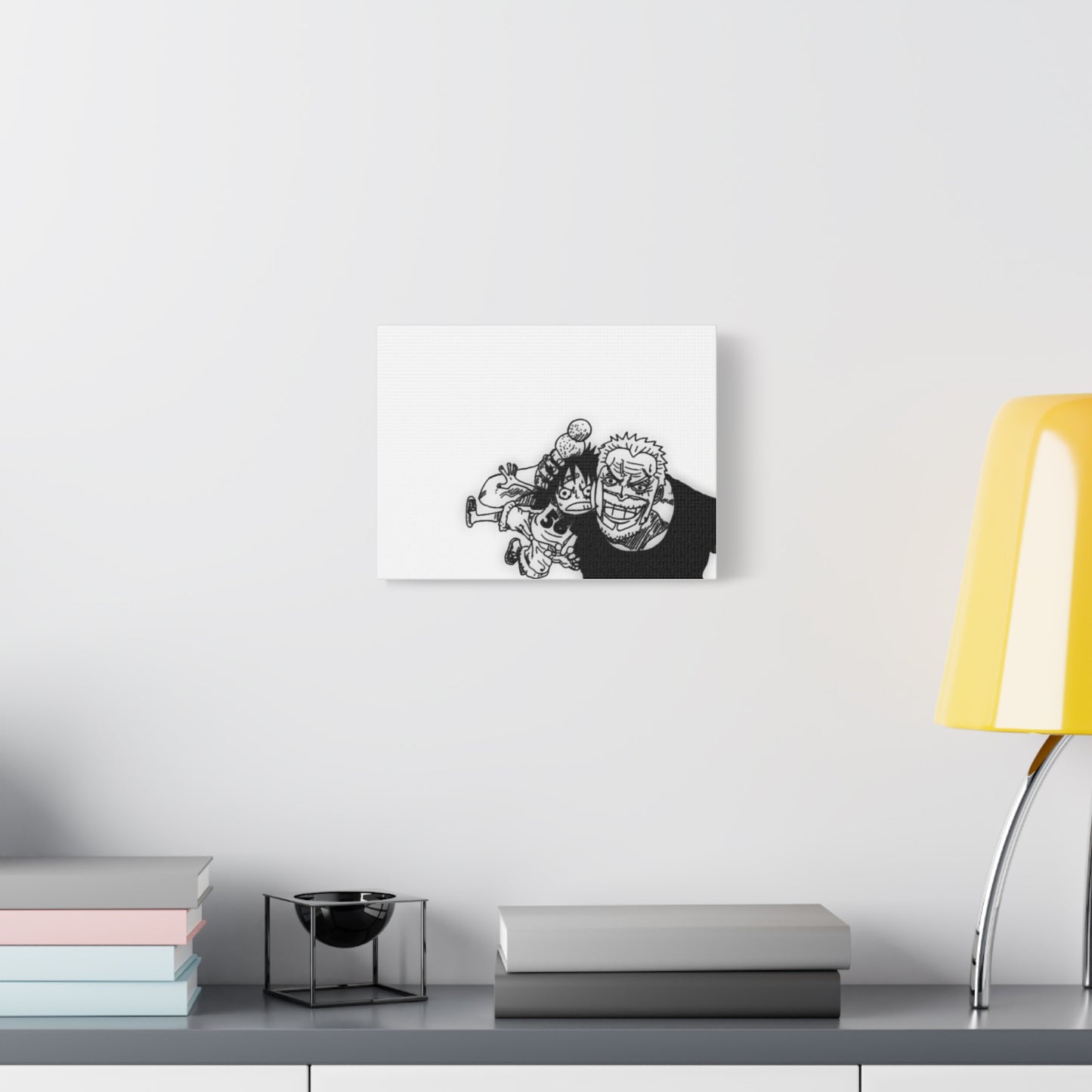 Grandfather Grandson Canvas, Marine Legend Baby Art, Anime Family Moment, Black White Matte Print, Nursery Wall Decor