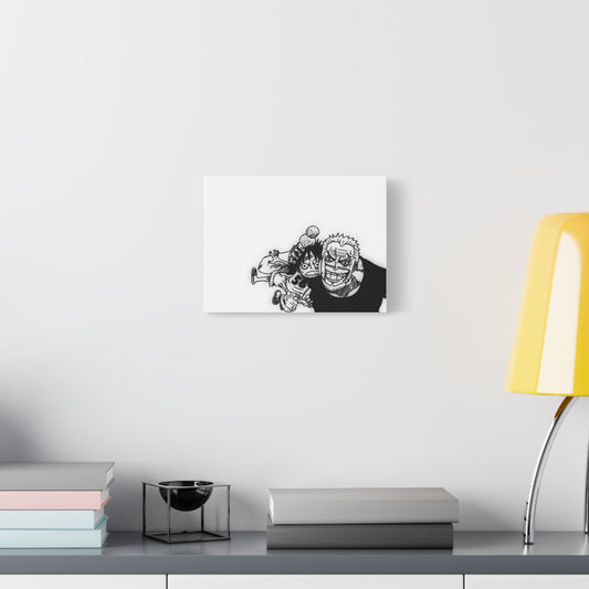 Grandfather Grandson Canvas, Marine Legend Baby Art, Anime Family Moment, Black White Matte Print, Nursery Wall Decor