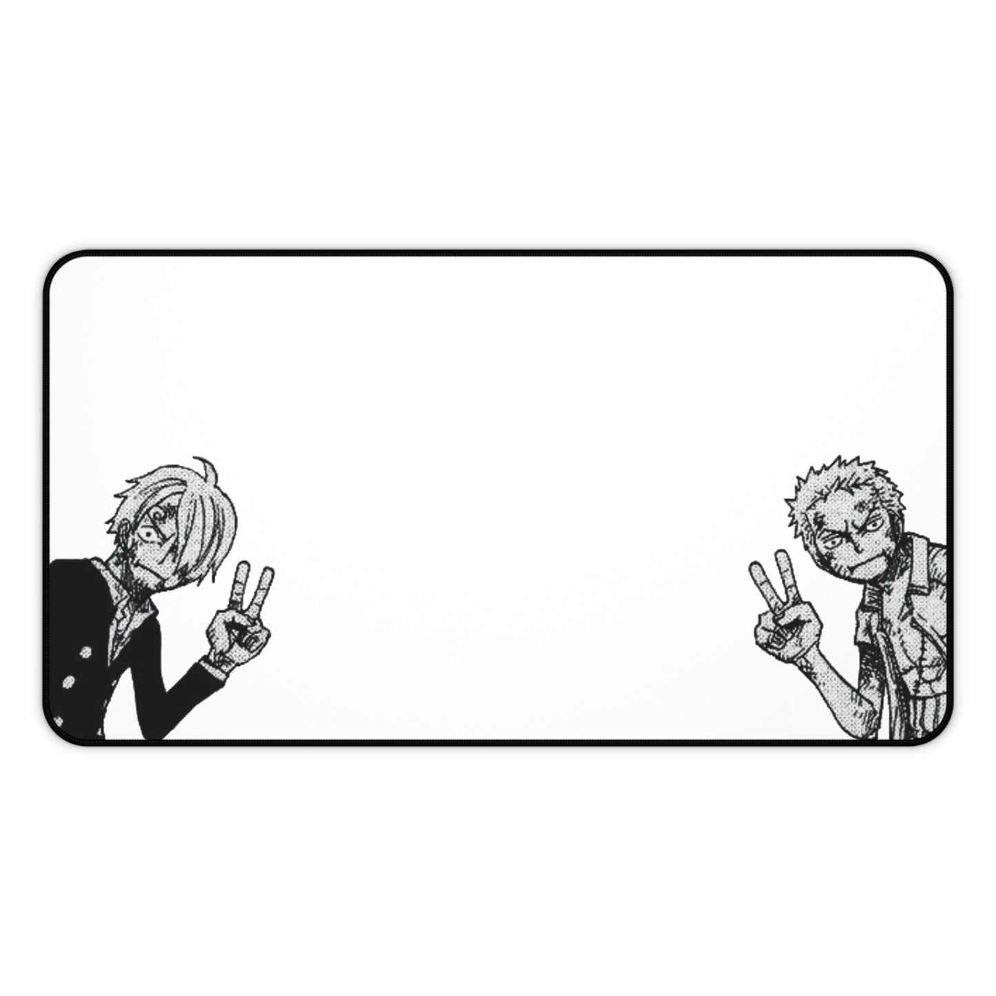 Funny Duo V Sign Desk Mat, Comedy Anime Design, Minimalist Gaming Mouse Pad, Premium Neoprene