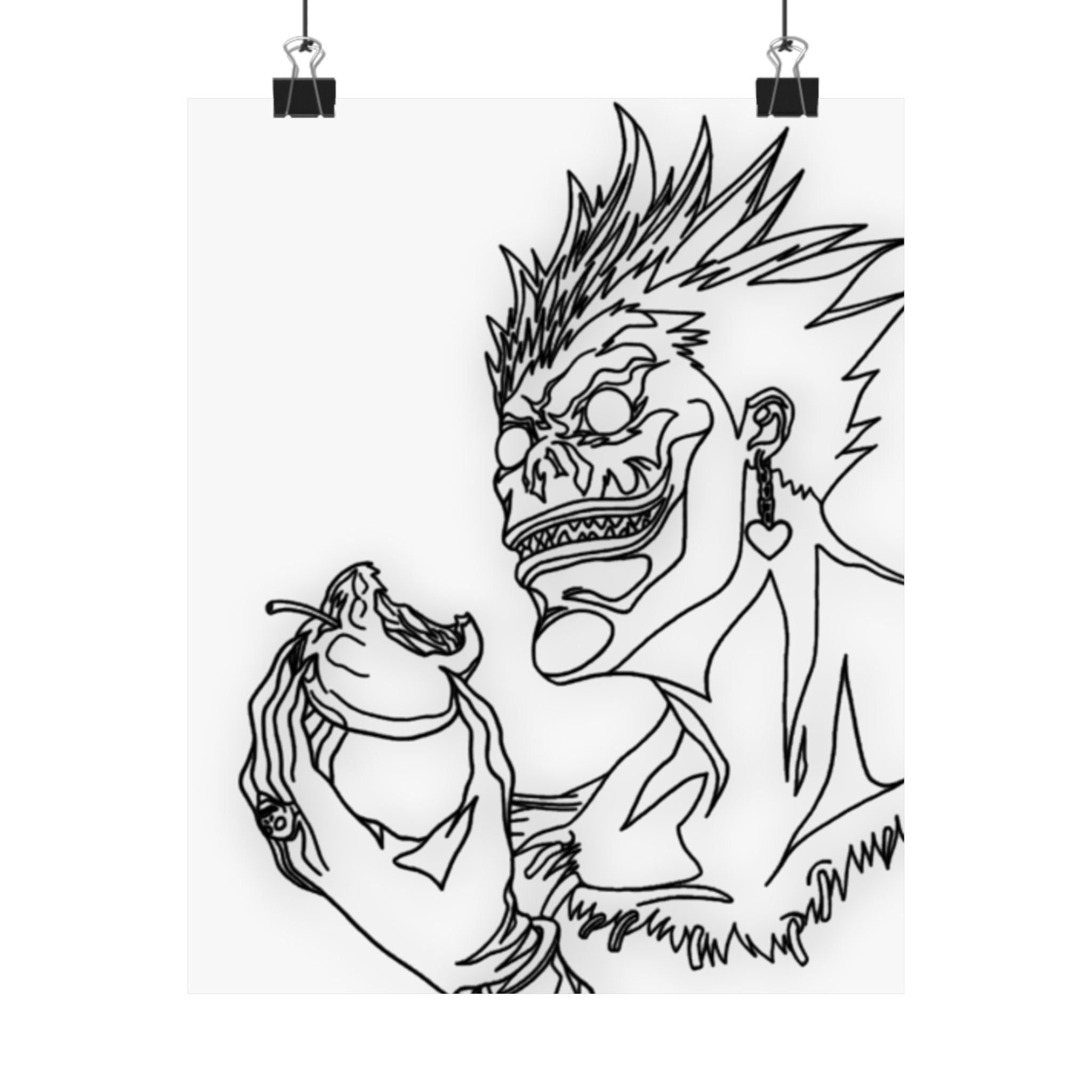 Death God Poster, Apple-Loving Spirit Art Print, Dark Psychological Anime Wall Decor, Seinen Art, Premium Matte