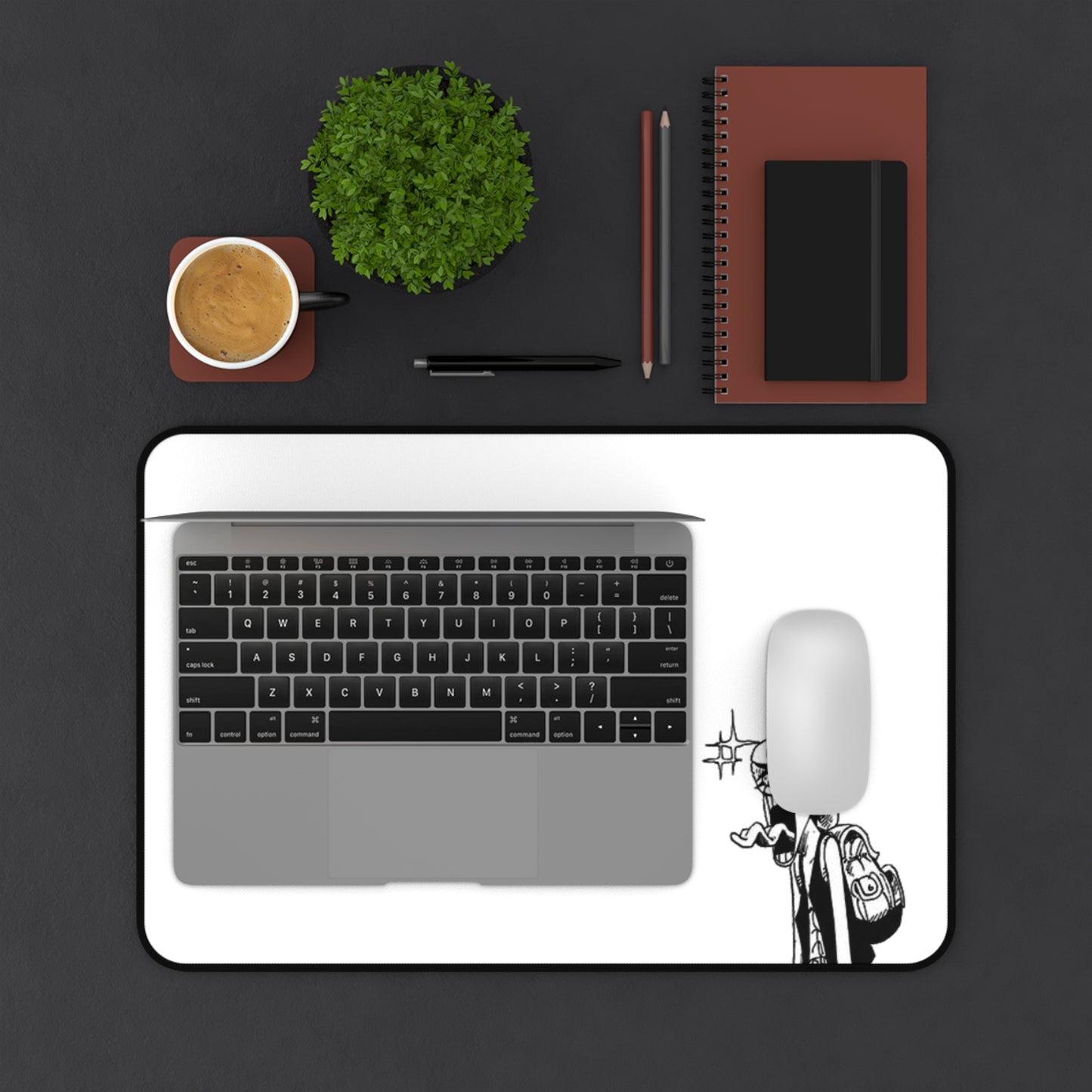 Surprised Captain Desk Mat, Funny Anime Face Design, Minimalist Gaming Mouse Pad, Premium Neoprene