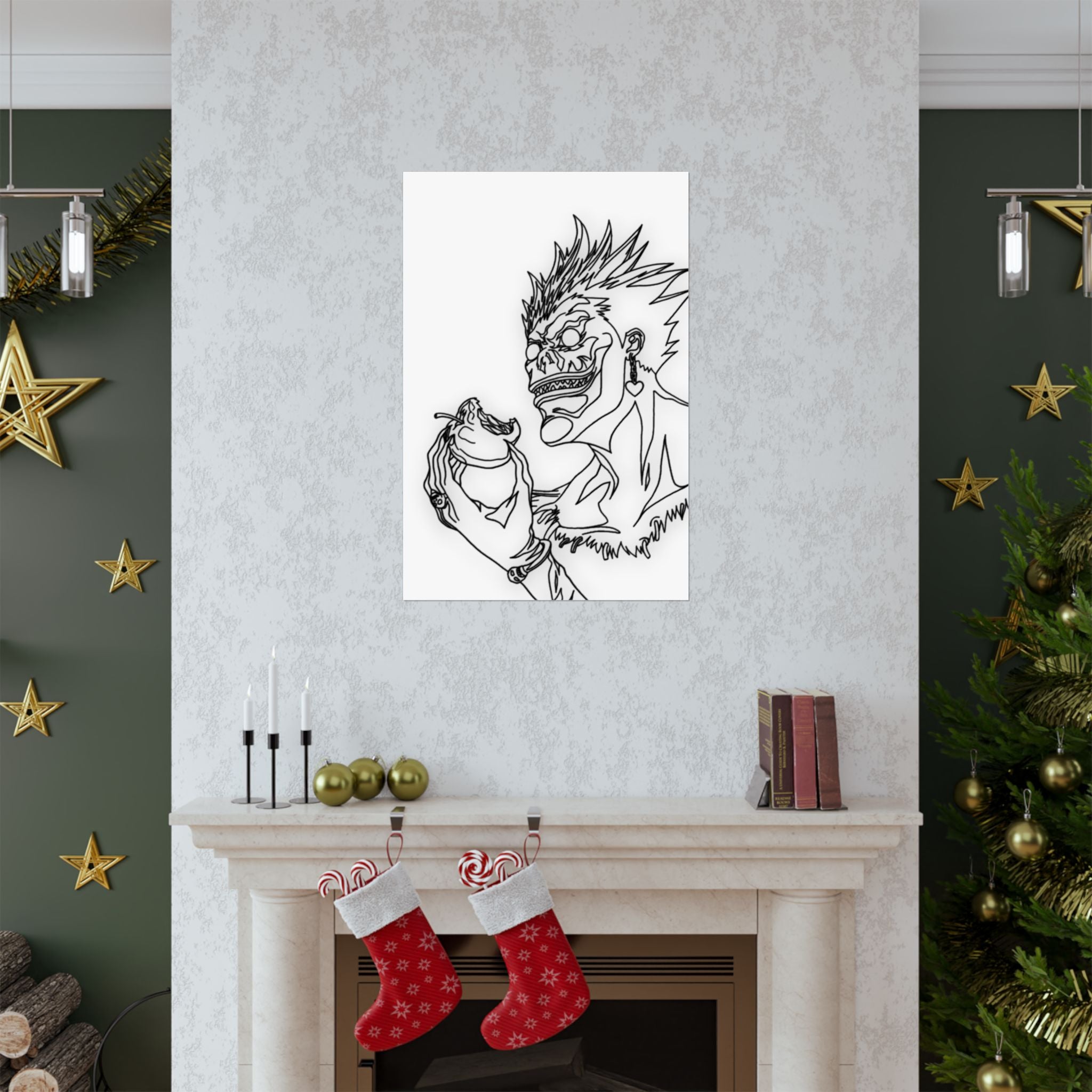 Death God Poster, Apple-Loving Spirit Art Print, Dark Psychological Anime Wall Decor, Seinen Art, Premium Matte