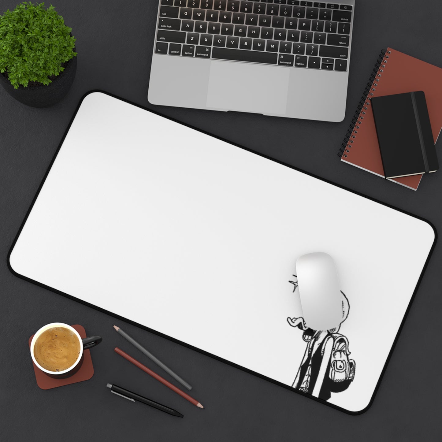 Surprised Captain Desk Mat, Funny Anime Face Design, Minimalist Gaming Mouse Pad, Premium Neoprene