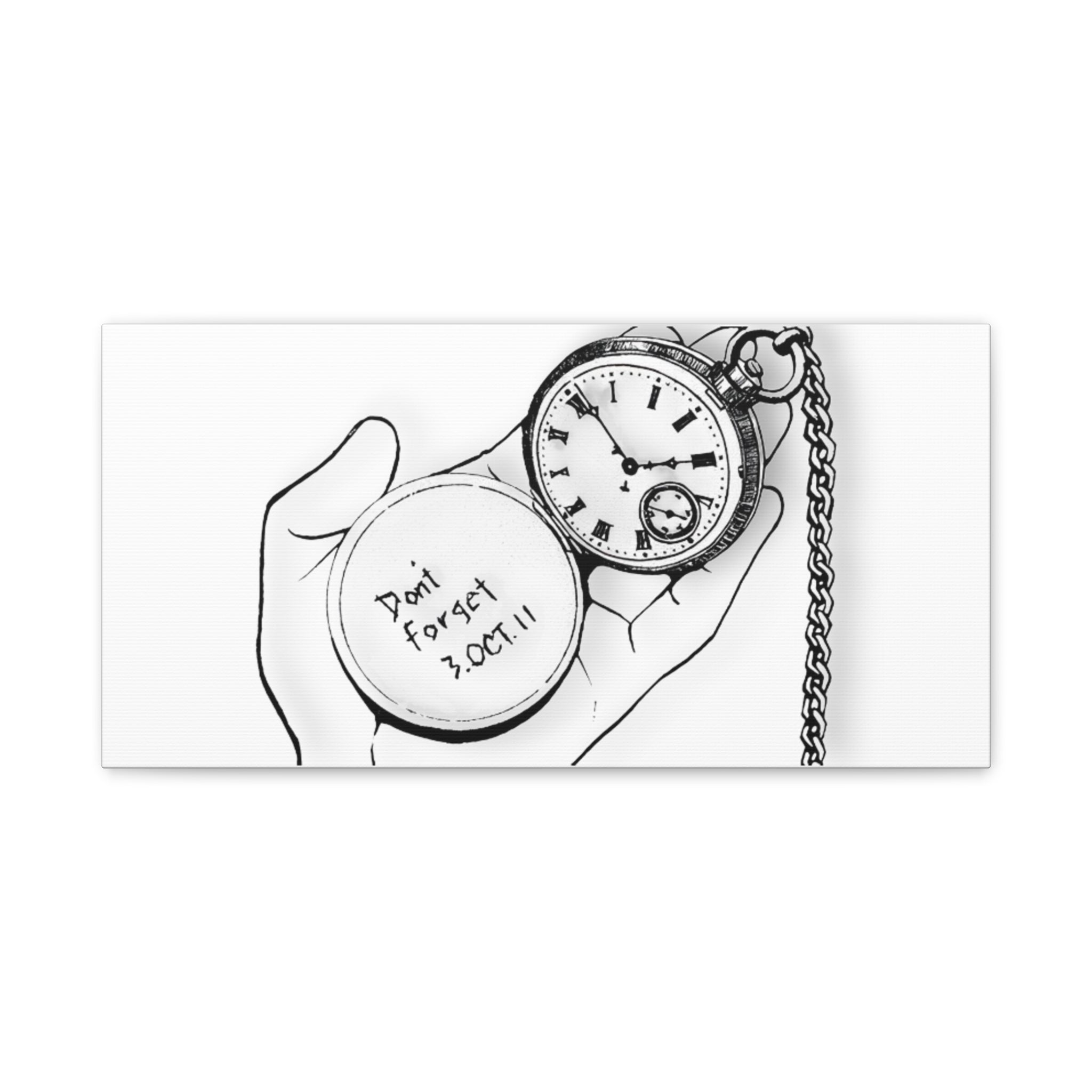 Don't Forget Canvas, Alchemist Brothers Memorial Art, Pocket Watch Date Print, Black White Decor, Framed Canvas