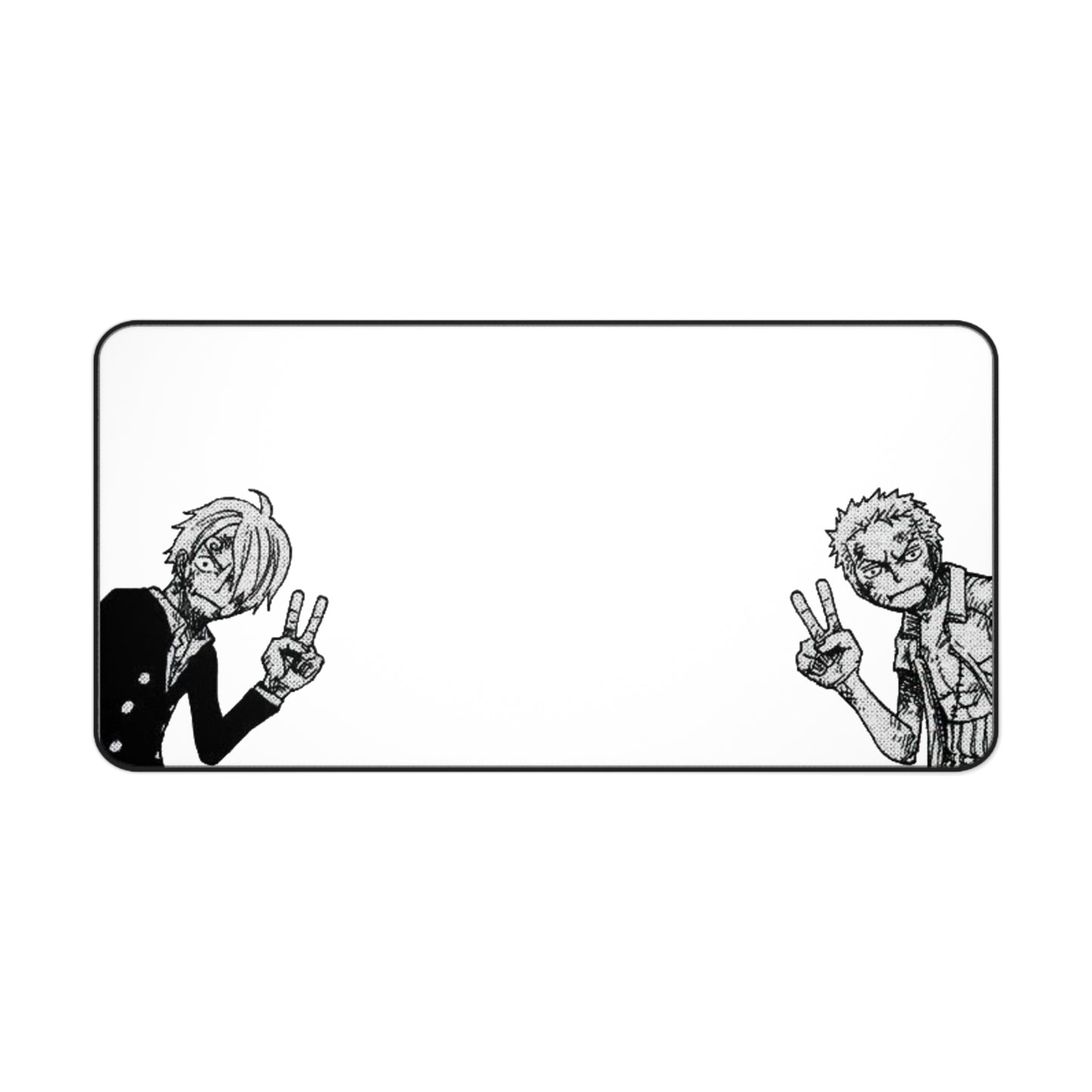 Funny Duo V Sign Desk Mat, Comedy Anime Design, Minimalist Gaming Mouse Pad, Premium Neoprene