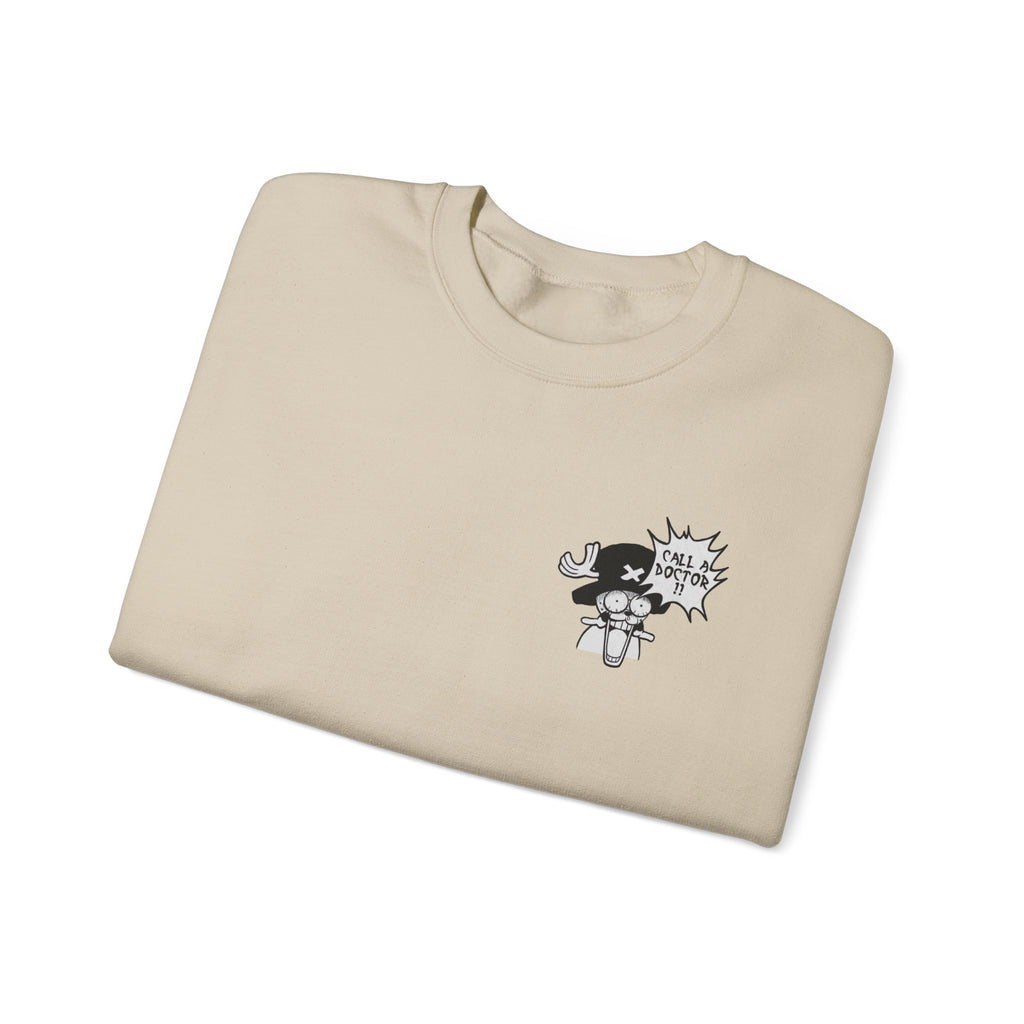 Adorable Reindeer Doctor Sweatshirt, Call a Doctor Funny Crewneck, Minimalist Anime Humor Design, Premium Cotton